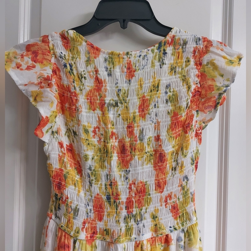 Blu Pepper Floral Dress with Orange and Yellow Accents - Picture 10 of 10